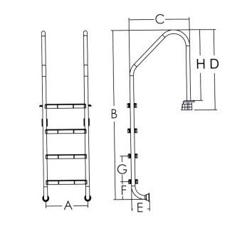 scala della piscina dell'acciaio inossidabile di 1.0mm