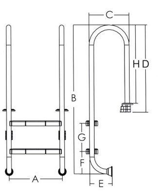 scala della piscina dell'acciaio inossidabile di 1.2mm