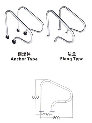 Rotaie della scala della piscina SS316 dell'argento 1.0mm