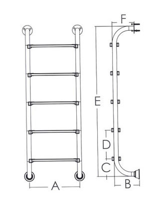 4 scala della piscina dell'acciaio inossidabile di punti 1.0mm