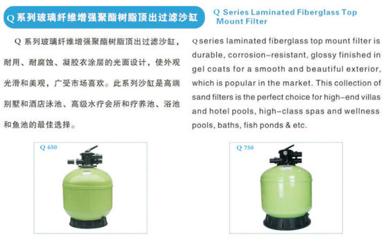 Filtro a sabbia superiore laminato dal supporto della vetroresina 530mm
