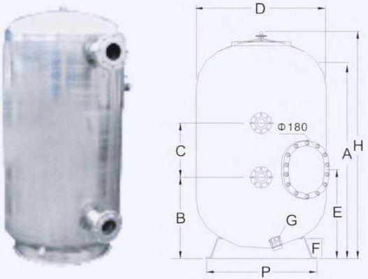 filtri a sabbia commerciali dalla piscina di 15m3/H 800mm