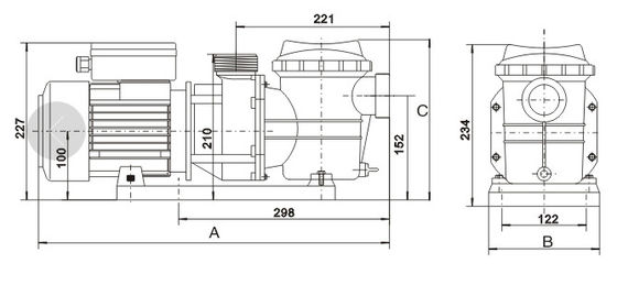 Pompe a 1,5 pollici della fontana della piscina di 220v 0.75HP